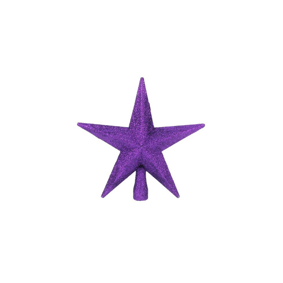 Purple Glitter Star Christmas Tree Topper (20cm) by Christmas Direct