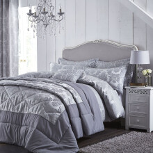 Catherine Lansfield Damask Jacquard Super King Duvet Set Silver