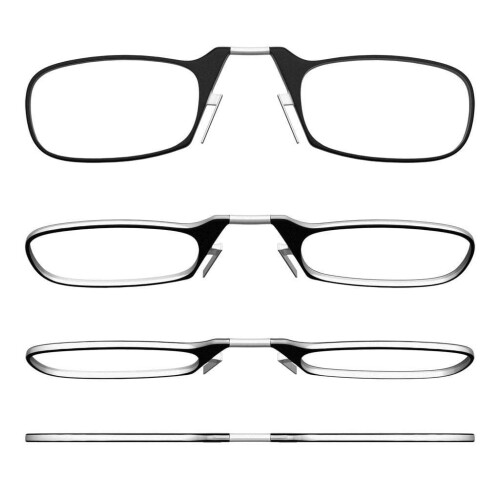 ThinOPTICS Reading Glasses + Keychain Fob | Black Frames, 1.00 Strength 2