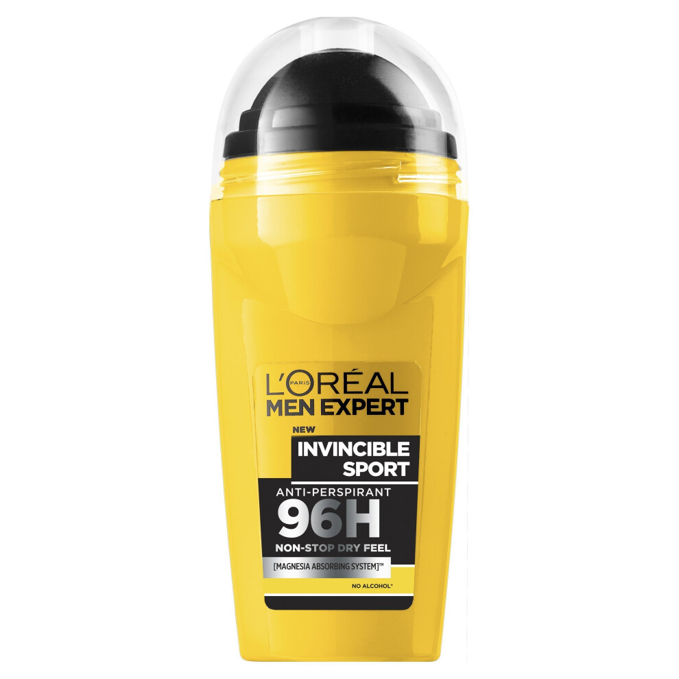 L'Oreal Men Expert Invincible Sport 96H Anti-Perspirant Deodorant, 50 ml, Pack of 6