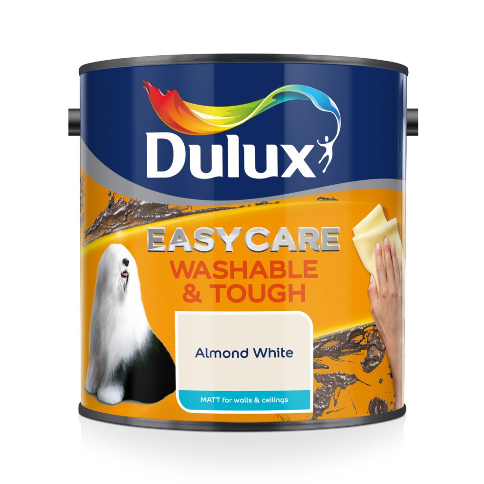 Dulux Easycare Washable and Tough Matt Paint, Almond White 2.5 L