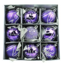 Set of Nine Purple Christmas Tree Baubles (6cm) by Christmas Direct
