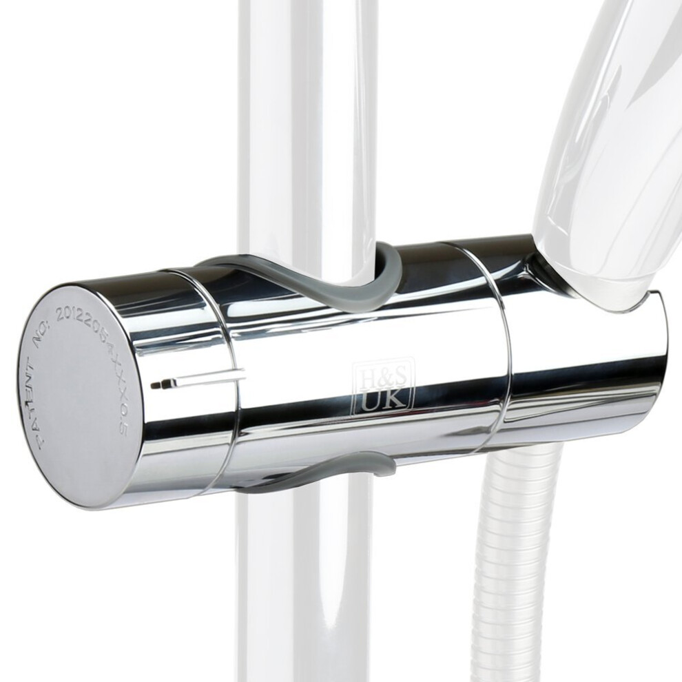 H&S Shower Head Holder Bar Pole Bracket Adjustable Chrome Plated Fits Dia. 18mm 19mm 20mm 21mm 22mm 23mm 24mm 25mm Pole