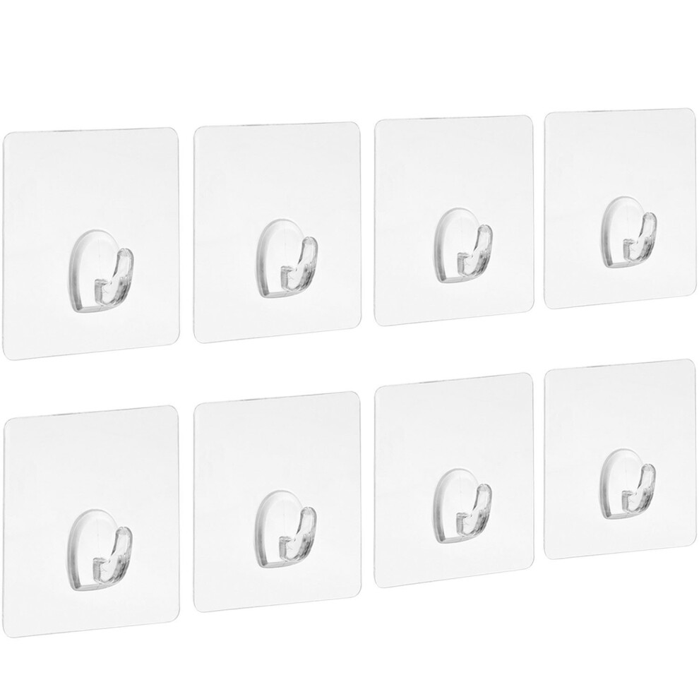 Blulu Adhesive Hooks Transparent Wall Hooks Heavy Duty Sticky Hooks Nail Free Seamless for Kitchen Bathroom Door, 8 Pack