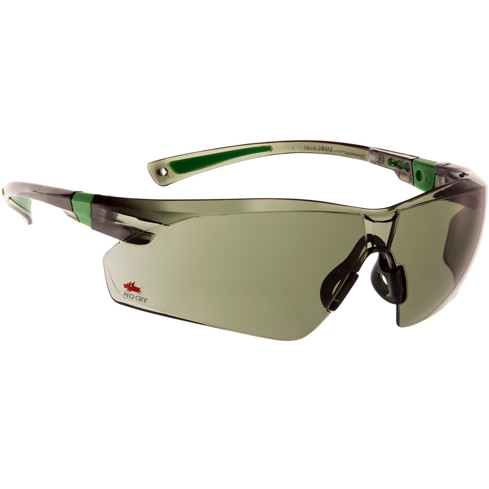 NoCry Work and Sport Safety Sunglasses with Green Tinted Scratch Resistant Wrap-Around Lenses and No-Slip Grips, UV 400 Protection. Adjustable,...