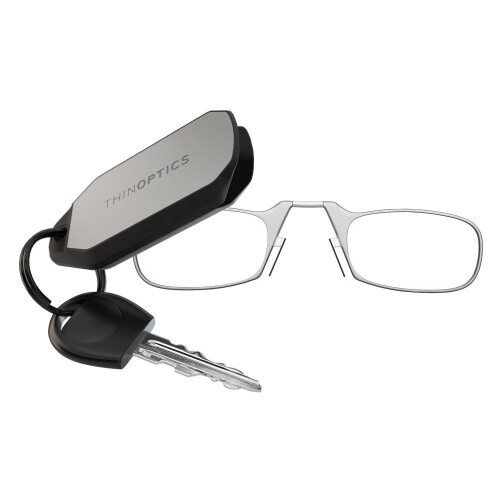 ThinOPTICS Reading Glasses + Keychain Fob | Clear Frames, 1.00 Strength