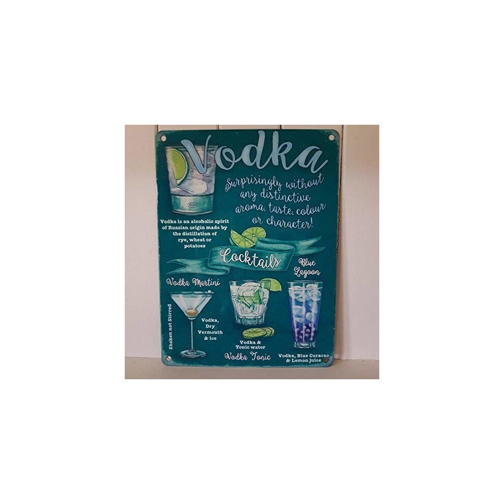 Vodka Cocktails Recipe Vintage Style Metal Wall Sign Retro Kitchen Bar Sign