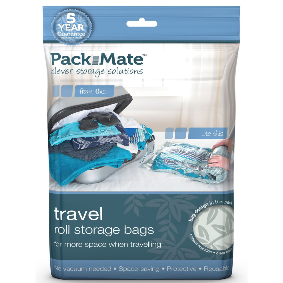 Packmate Â® 2 Roll Up Travel Vacuum Space Saver Storage Bags For Holidays, Travelling, Medium Suitcases & Rucksacks
