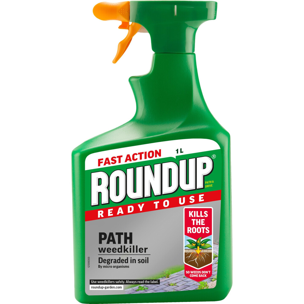 Roundup Path and Drive Ready to Use 1L Spray Weedkiller, Green, 1 L