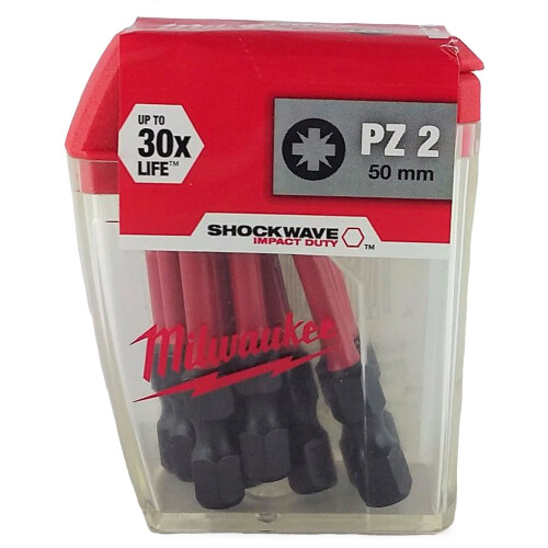 Milwaukee Milwaukee Shockwave 10 x PZ2 50mm Screwdriver Bits 4932430866
