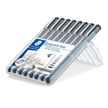 Staedtler Pigment Liner Fineliner Pens with Assorted Line Width - Black (Set of 8)