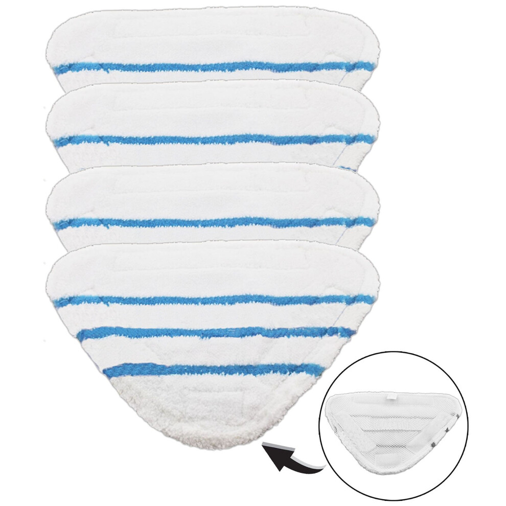 SPARES2GO Washable Cover Pads for Beldray 5-in-1 9-in-1 Steam Cleaner Mop (Pack of 4)