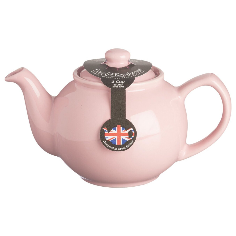 Price and Kensington Pastel Pink Fine Stoneware Traditional 2 Cup Teapot, 22 x 14 x 14 cm
