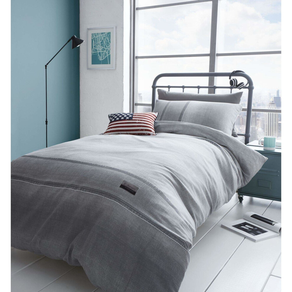 Catherine Lansfield Denim Easy Care Single Duvet Set Grey