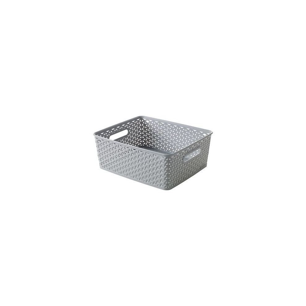 Curver Medium Faux Rattan Storage Basket, 30 x 36 x 14cm - Grey