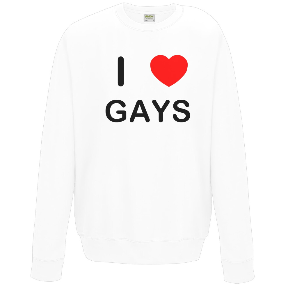 (White, L) I love Gays - Sweater