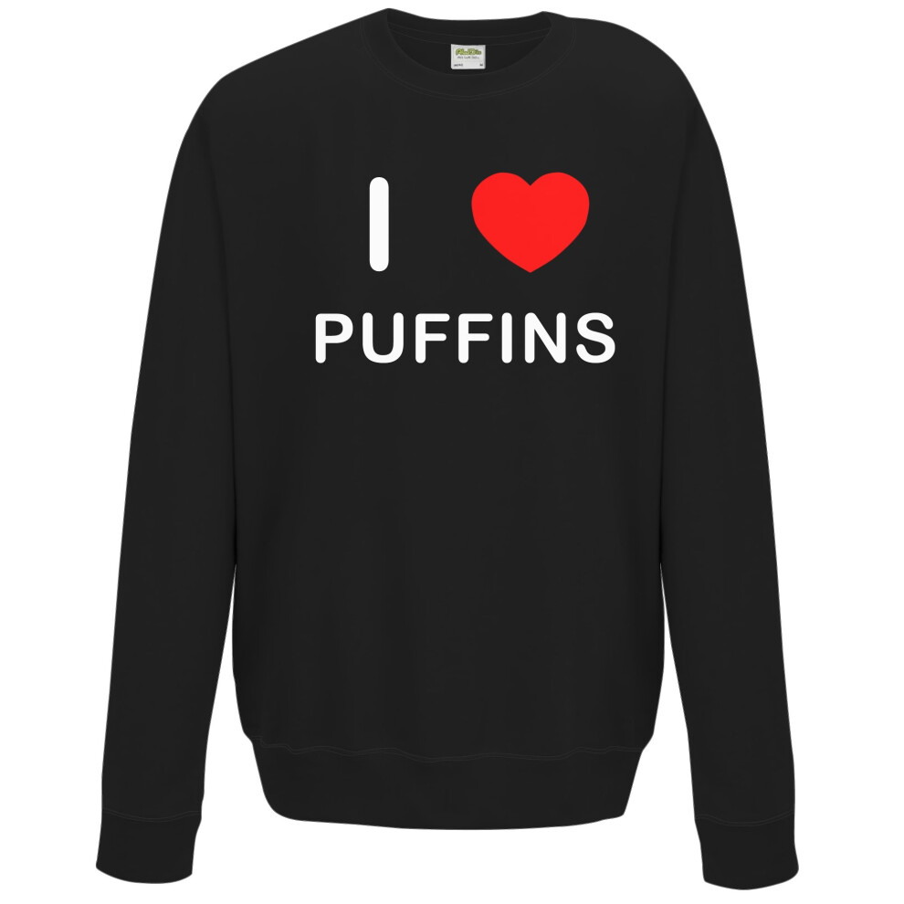 (Black, L) I Love Puffins - Sweater