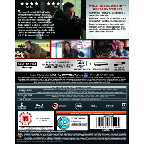 Warner Bros The Accountant [2016] (4K Ultra HD + Blu-ray) 1