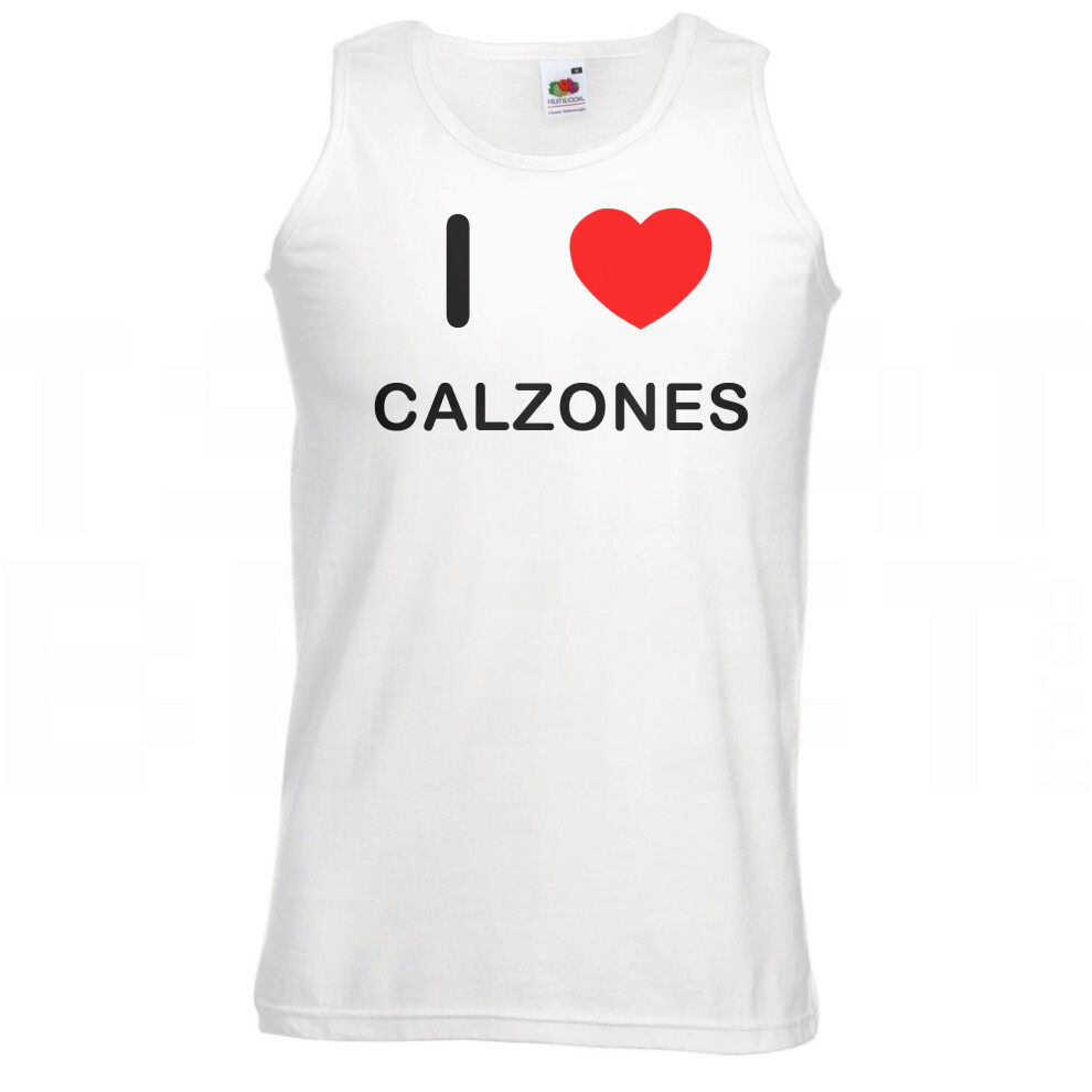 (White, L) I Love Calzones - Quality Printed Cotton Gym Vest-image-OPC-PP9BF6-NEW
