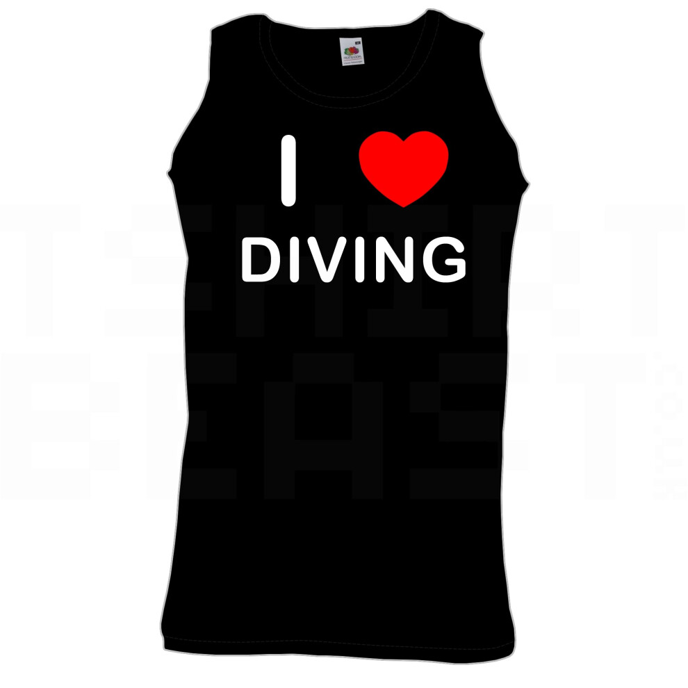 (Black, S) I Love Diving - Quality Printed Cotton Gym Vest-image-OPC-PP9DB6-NEW