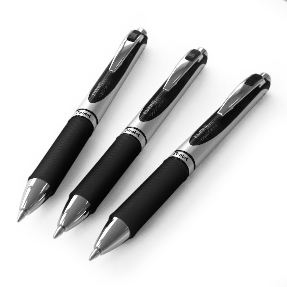 Pentel EnerGel XM BL77 - Retractable Liquid Gel Ink Pen - 0.7mm - 54% Recycled - Black - Pack of 3