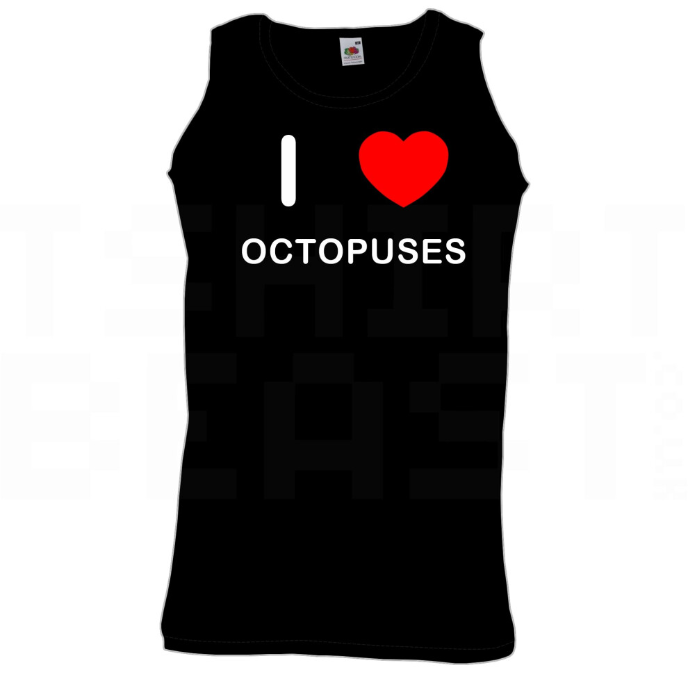 (Black, XL) I Love Octopuses - Quality Printed Cotton Gym Vest-image-OPC-PP9J55-NEW