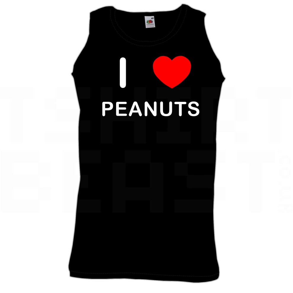 (Black, XL) I Love Peanuts - Quality Printed Cotton Gym Vest
