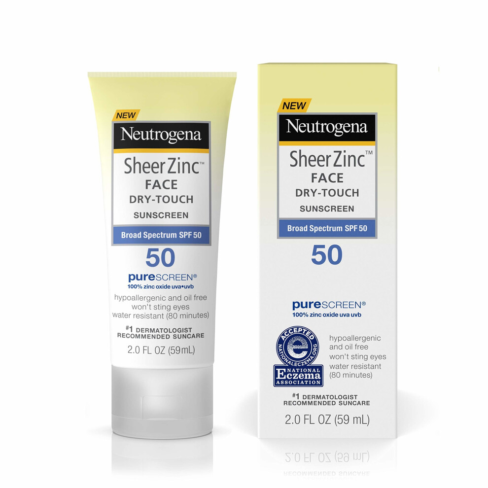 Neutrogena Sheer Zinc Face Dry-Touch Sunscreen Broad Spectrum SPF 50, 2 Fl. Oz.