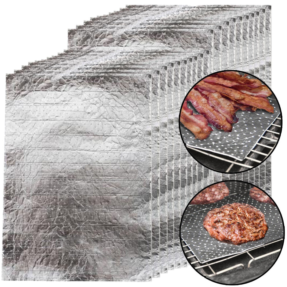 SPARES2GO Grill Pan & Oven Tray Protective Fat & Grease Absorbant Foil Pads (Pack of 20)