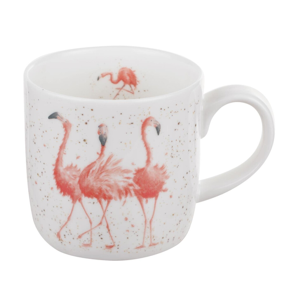 Wrendale by Royal Worcester Mug-Pink Ladies (Flamingos), Bone China, Multi Colour, 19 x 12 x 8 cm