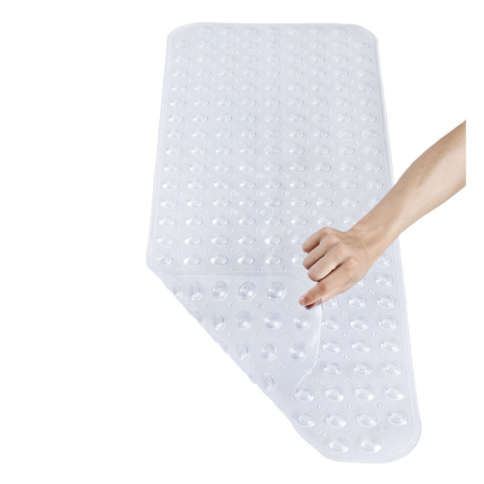 Pinzz Vinyl Non-Slip Bathtub Mat Anti-Bacterial Shower Mat,Extra Long,100*40CM/16"*38", Powerful Suction Cup Gripping,Machine Washable, BPA Free,...