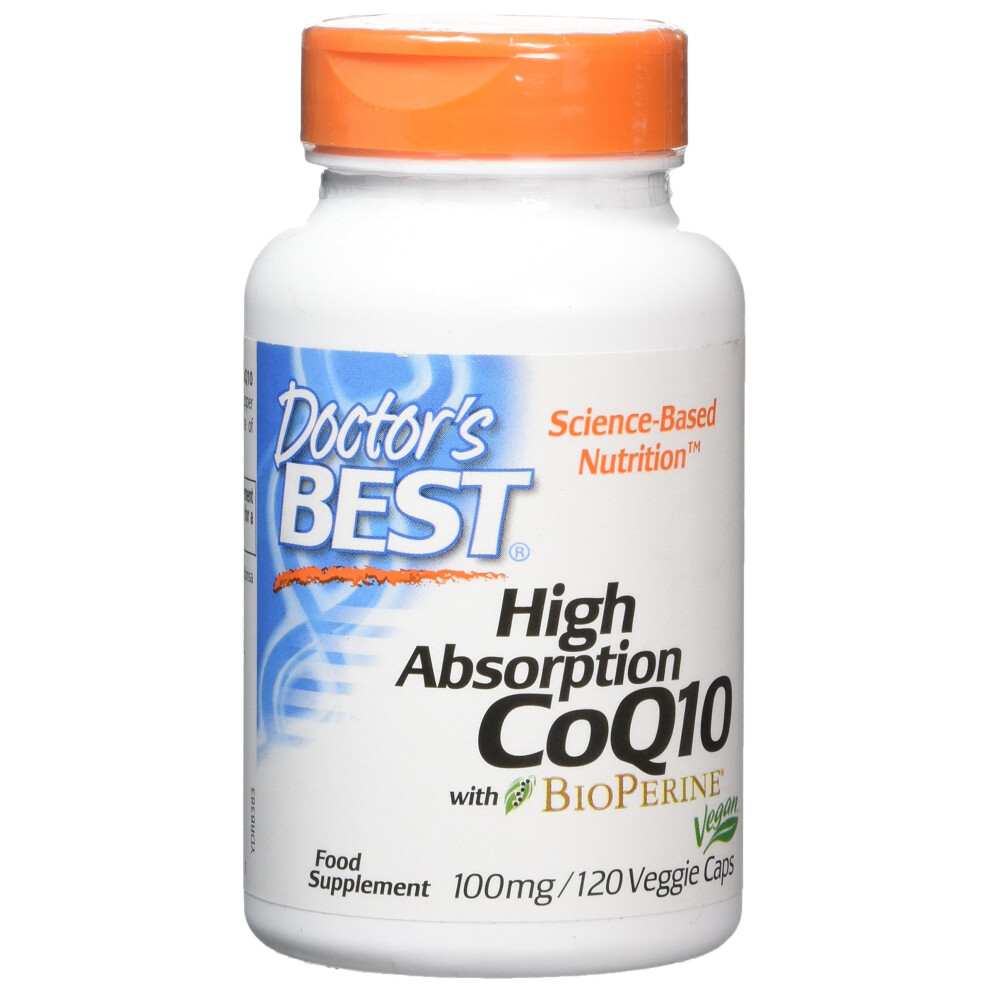 Doctor's Best High Absorption CoQ10 with BioPerine, Vegan, Gluten Free, Naturally Fermented, Heart Health and Energy Production, 100 mg 120 Veggie...