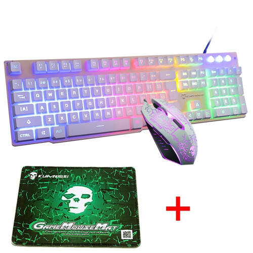 MeiYing Rainbow lit Multimedia Ergonomic Keyboard with Mouse