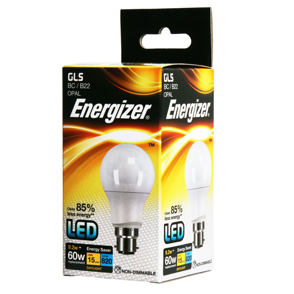 Energizer LED GLS Energy Saving Lightbulb, B22, 9.2 W, Daylight