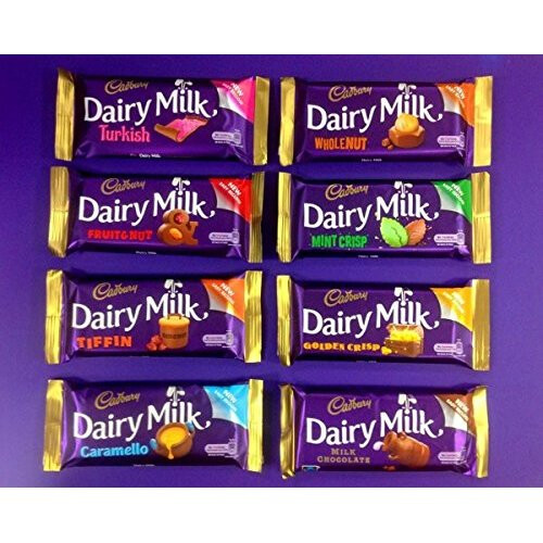Irish Cadbury Dairy Milk Chocolate 16 Pack 2 X Dairy Milk, 2 X Tiffin, 2 X Turkish Delight, 2