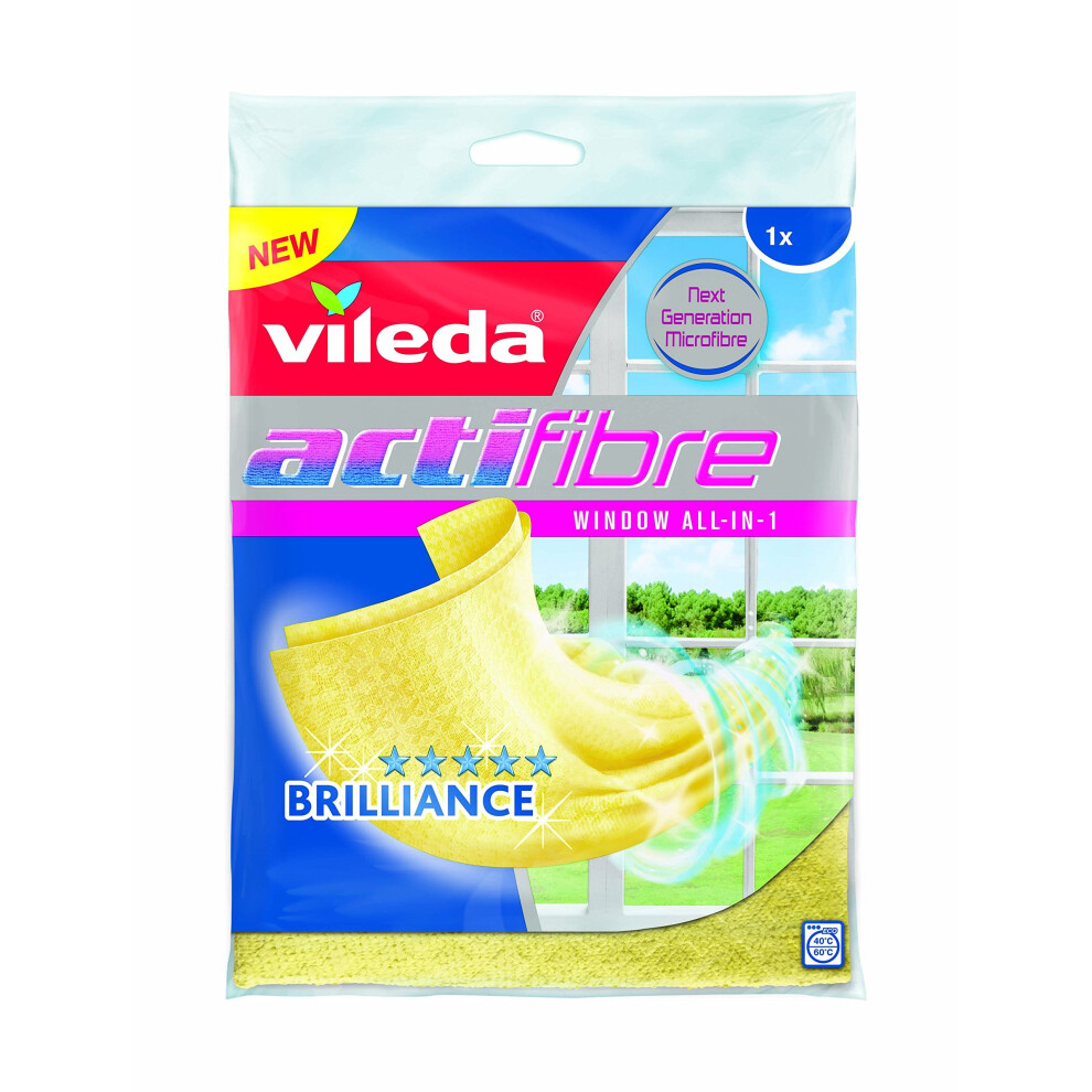 Vileda Actifibre Cloth for Cleaning Glass, Yellow