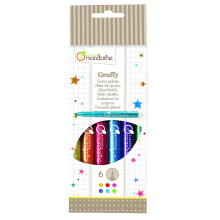 Avenue Mandarine Felt Tip Pens with Glitter, Pocket Pack, Assorted Colours, Pack of 6