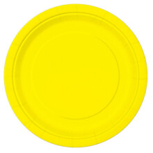 23cm Neon Yellow Party Plates, Pack of 16