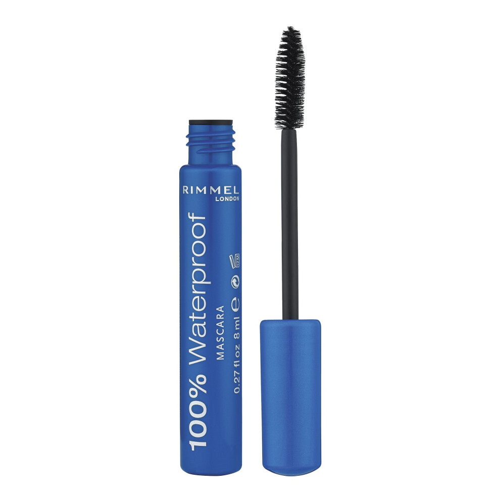 Rimmel London 100% Waterproof Mascara Black Black - 8 Ml