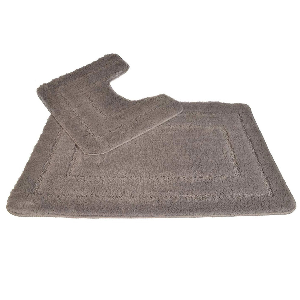 Pedestal and Bath Mat Set - 100% Luxury Microfibre Polyester Quick Drying Toilet / Bathroom Mat Set Design Allure Bath Fashions Lisa Border 2 Piece...