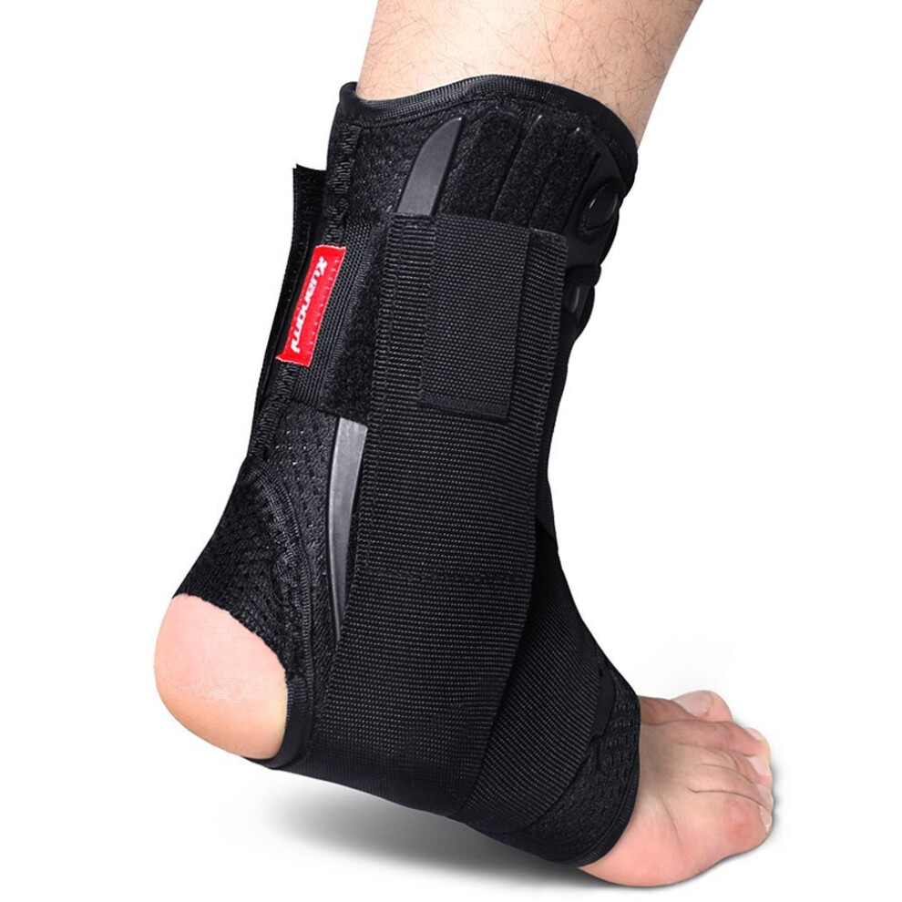Kuangmi Ankle Brace Lace Up With Side Stabilizers And Cross Auxiliary Fixing Belt Strength Protection 1 Piece (Medium)