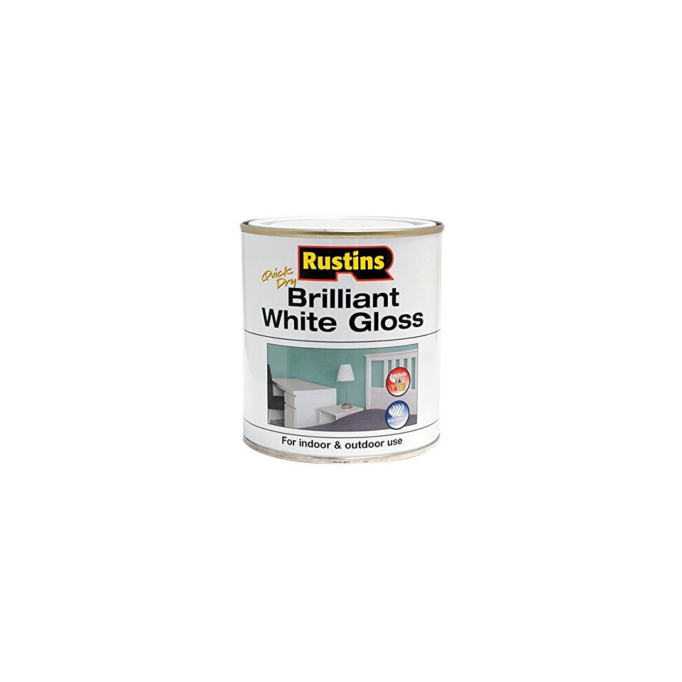 Rustins Gloss Paint Water Based White 1 Litre