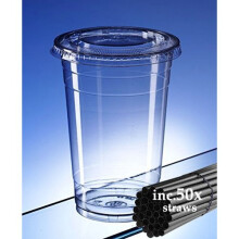 50 x AIOS's Disposable takeaway soda cups with lids. Holds 400ml/12oz. Includes AIOS straws pk of 50. Ideal for drinks on the move, parties,...