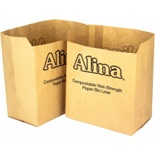 150 x Alina 6L to 8L Compostable Paper Caddy Bin Bag / Food Waste Bin Liner / Biodegradable Brown 7 Litre Paper Sack with Alina Composting Guide...