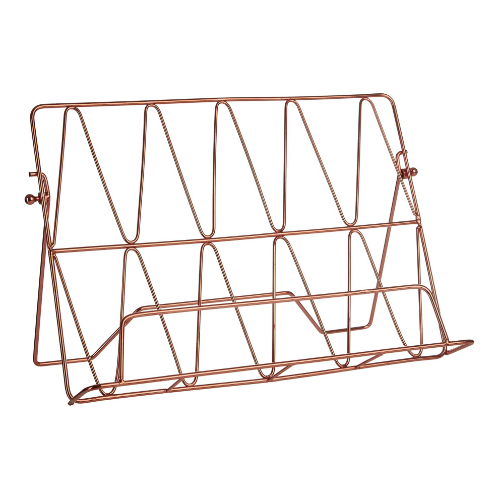 Contemporary Copper Finish Cookbook Stand, Minimalist Design Recipe Book Stand, Sleek Cook Book Holder