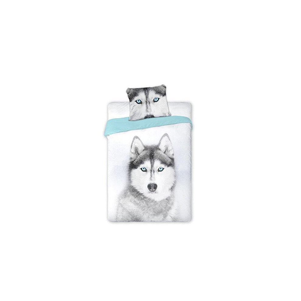 Husky Dog Bedding Set - 100% Cotton Single Duvet Cover