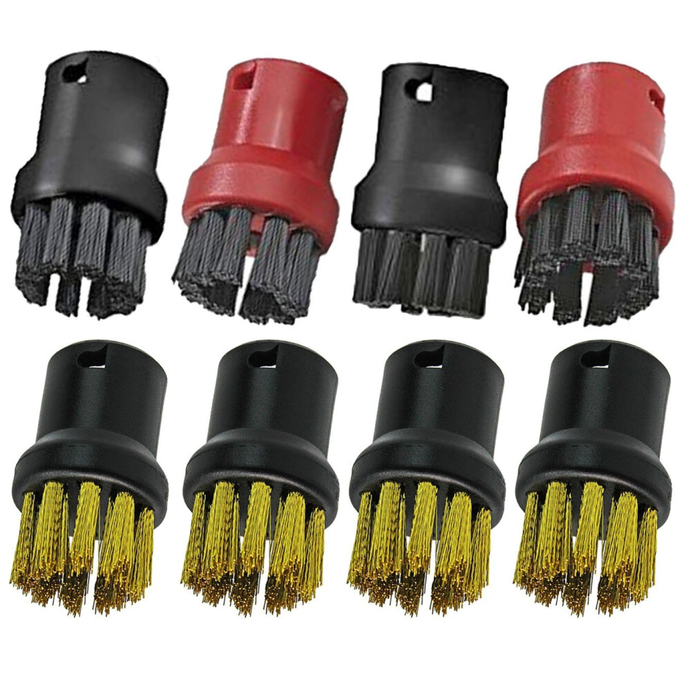 SPARES2GO Nylon + Brass Wire Brush Tool Nozzles for Karcher Steam Cleaners (Pack of 8)