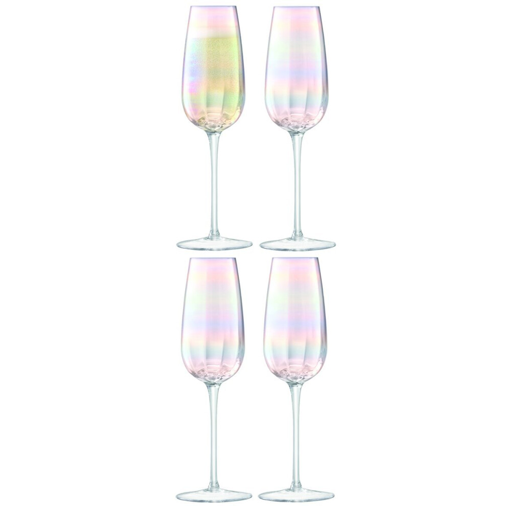 LSA International Pearl Champagne Flute 250ml, Mother Of Pearl, Set of 4