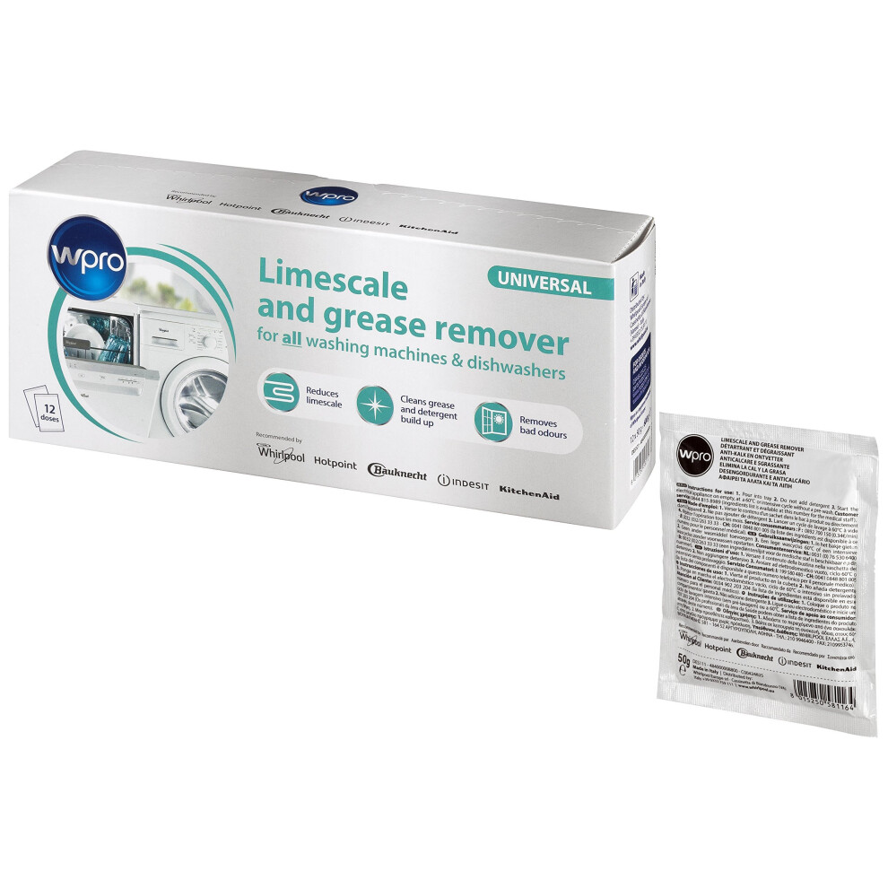 Wpro DES121-C00424828 Descaler in Bags for Washing Machines & Dishwashers - Eliminates Limescale Deposits