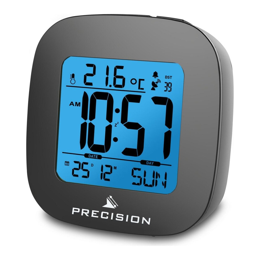 Precision Radio Controlled LCD Backlit Alarm Date Temperature Clock.